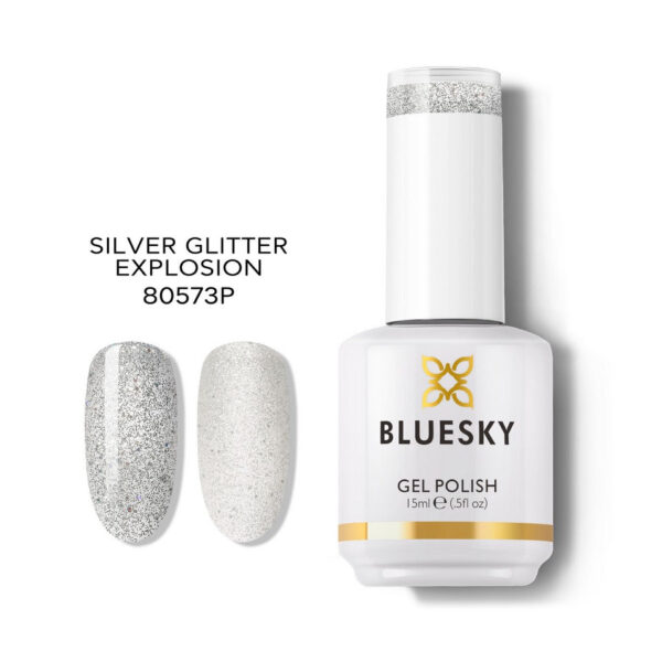 SILVER GLITTER EXPLOSION GEL POLISH