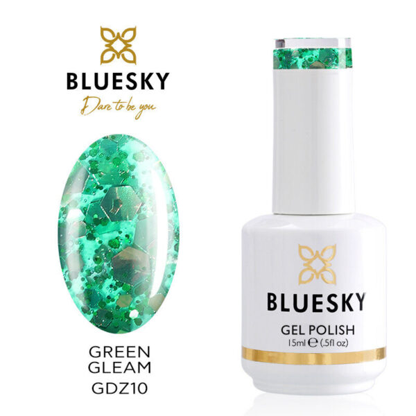 GREEN GLEAM – THICK GLITTER IN GREEN -SEASONAL GEL POLISH