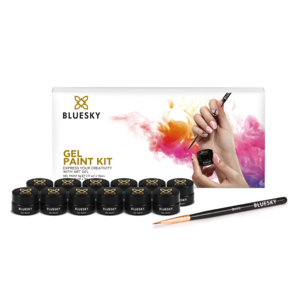 12 Paint Gel jars of 5gr with 1 nail art pen (pink, purple, blue, brown, silver, gold, black, white, red, ordange, yellow, green) SET