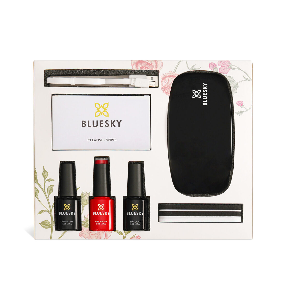 Portable Manicure Kit – Travel Lamp 6W – BASE COAT, TOP COAT & GEL POLISH OF 5ML – CLENASER WIPE – MINI NAIL FILE/BUFFER SET