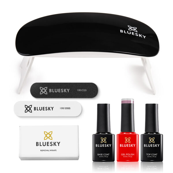 Portable Manicure Kit – Travel Lamp 6W – BASE COAT, TOP COAT & GEL POLISH OF 5ML – CLENASER WIPE – MINI NAIL FILE/BUFFER SET